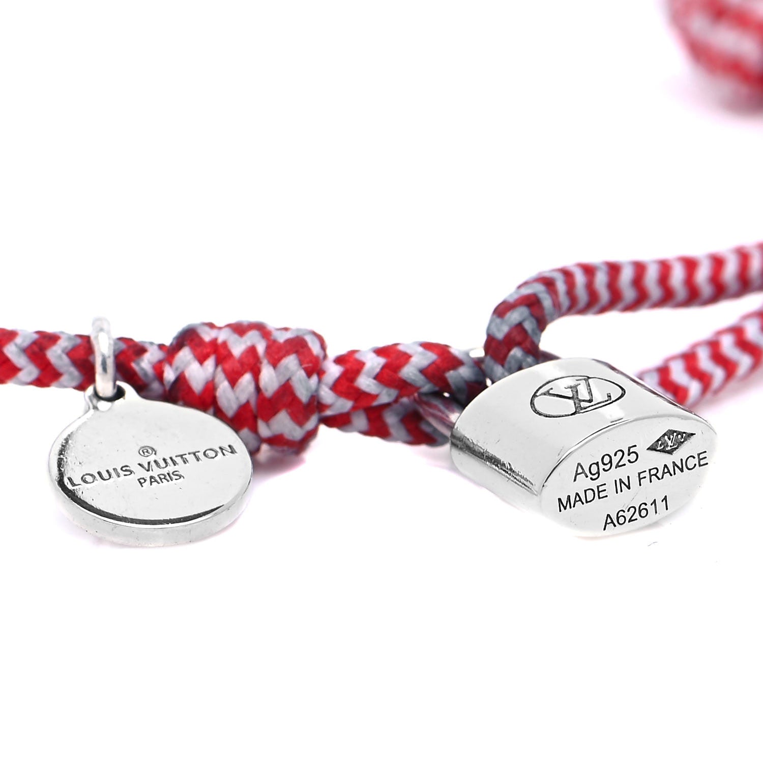 Louis Vuitton X UNICEF Sterling Silver Lockit Bracelet Red White 4 of 5