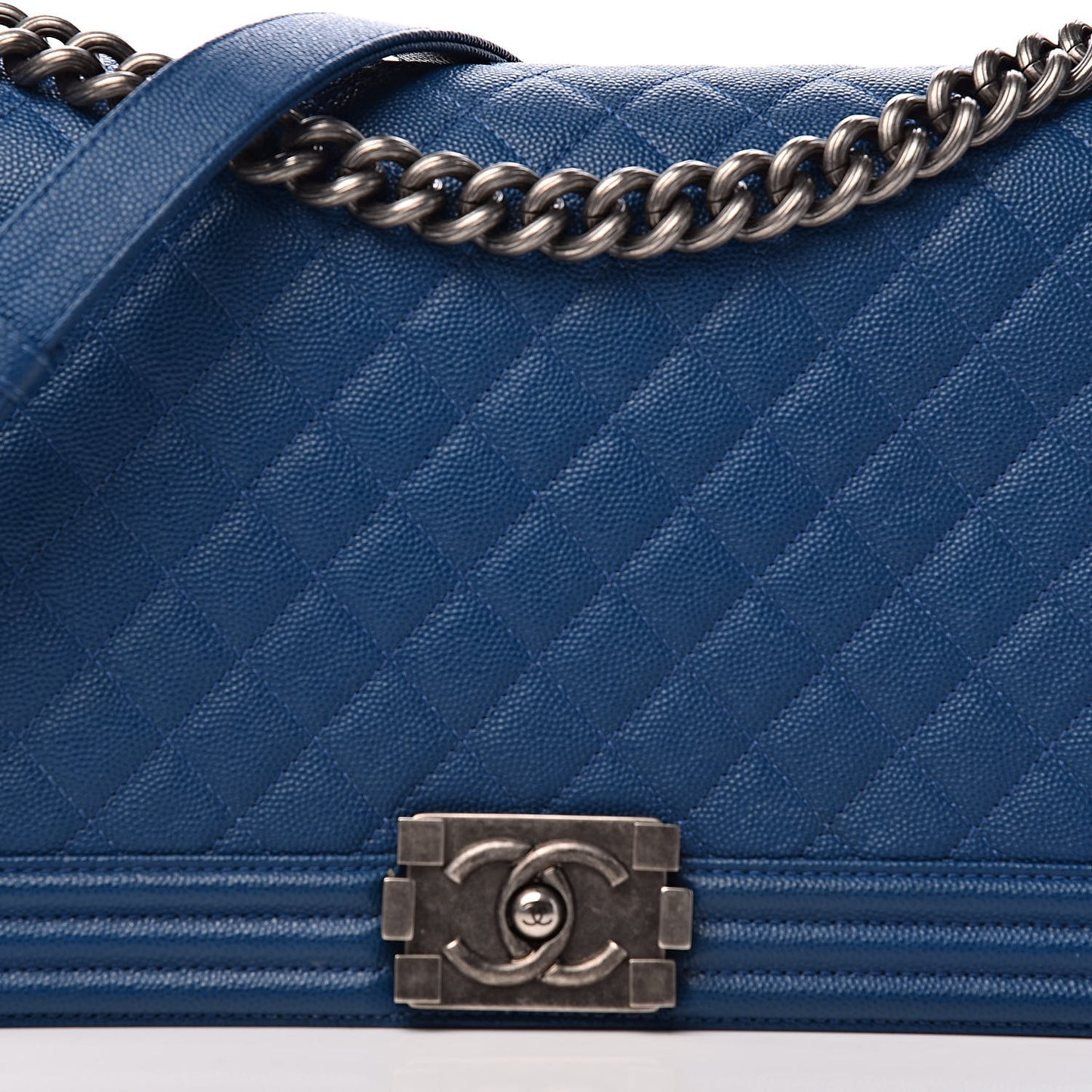 Caviar Quilted New Medium Boy Flap Blue