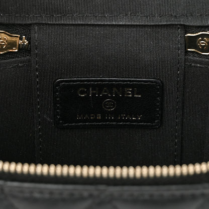 Chanel Lambskin Quilted Top Handle Mini Vanity Case With Chain Black 6 of 10