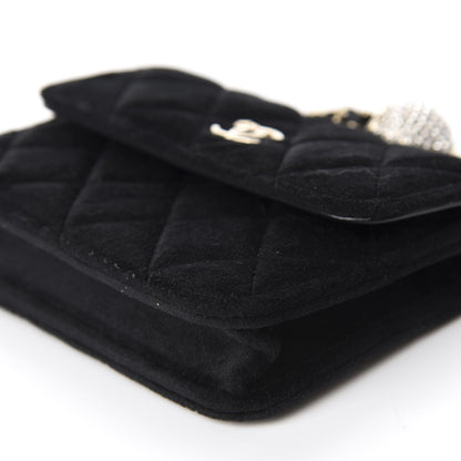 Chanel Velvet Quilted Pearl Crush Clutch With Chain Black 7 of 12