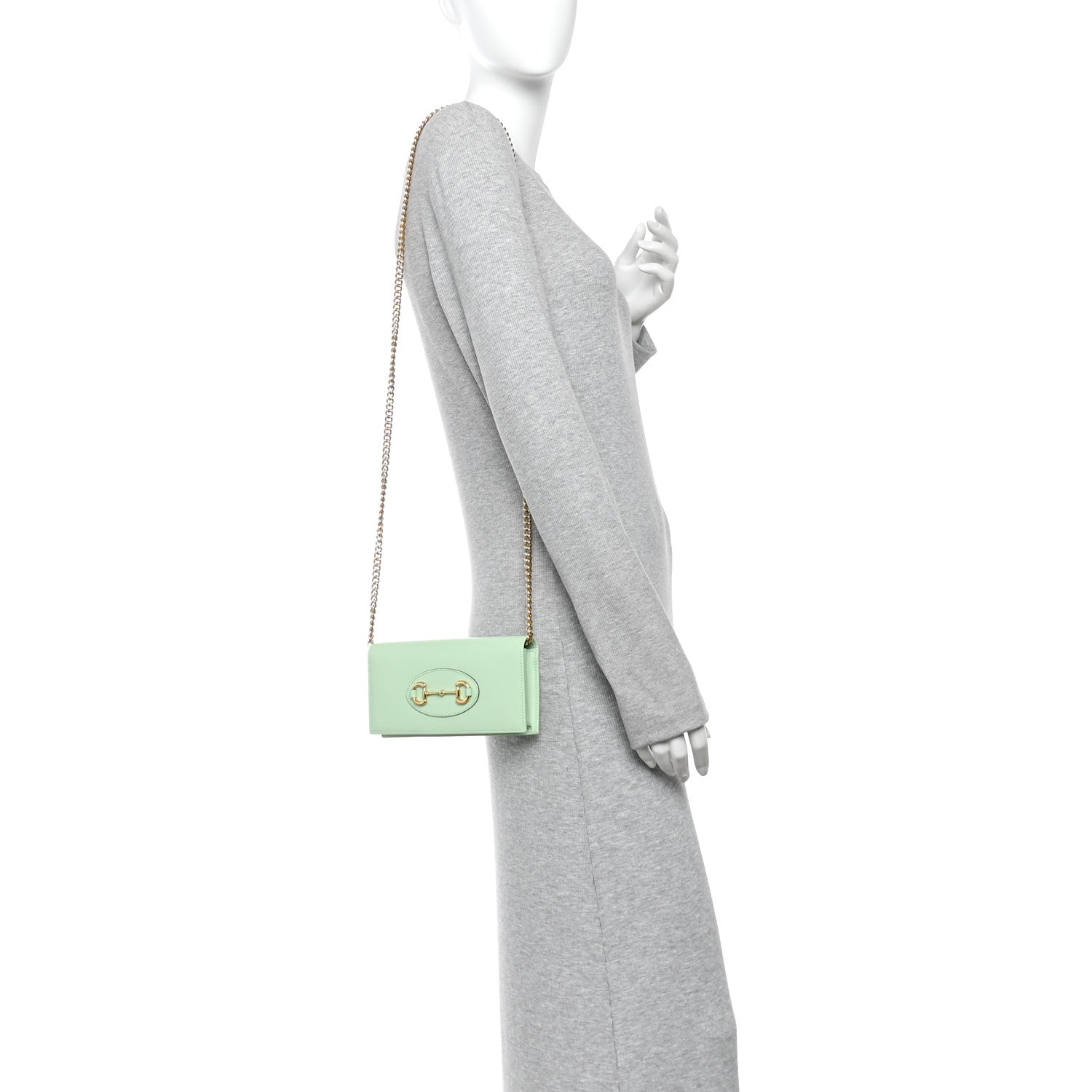 Gucci Boarded Plutone Calfskin Horsebit 1955 Wallet On Chain Green 2 of 11