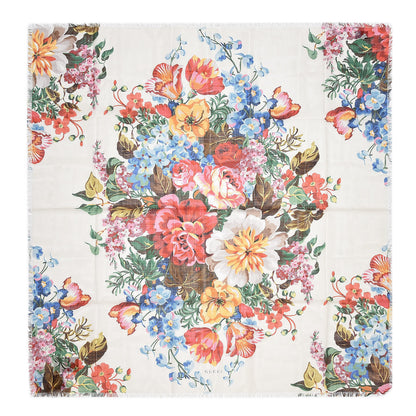 Gucci Wool Josephine Square Shawl Ivory Pink 1 of 4