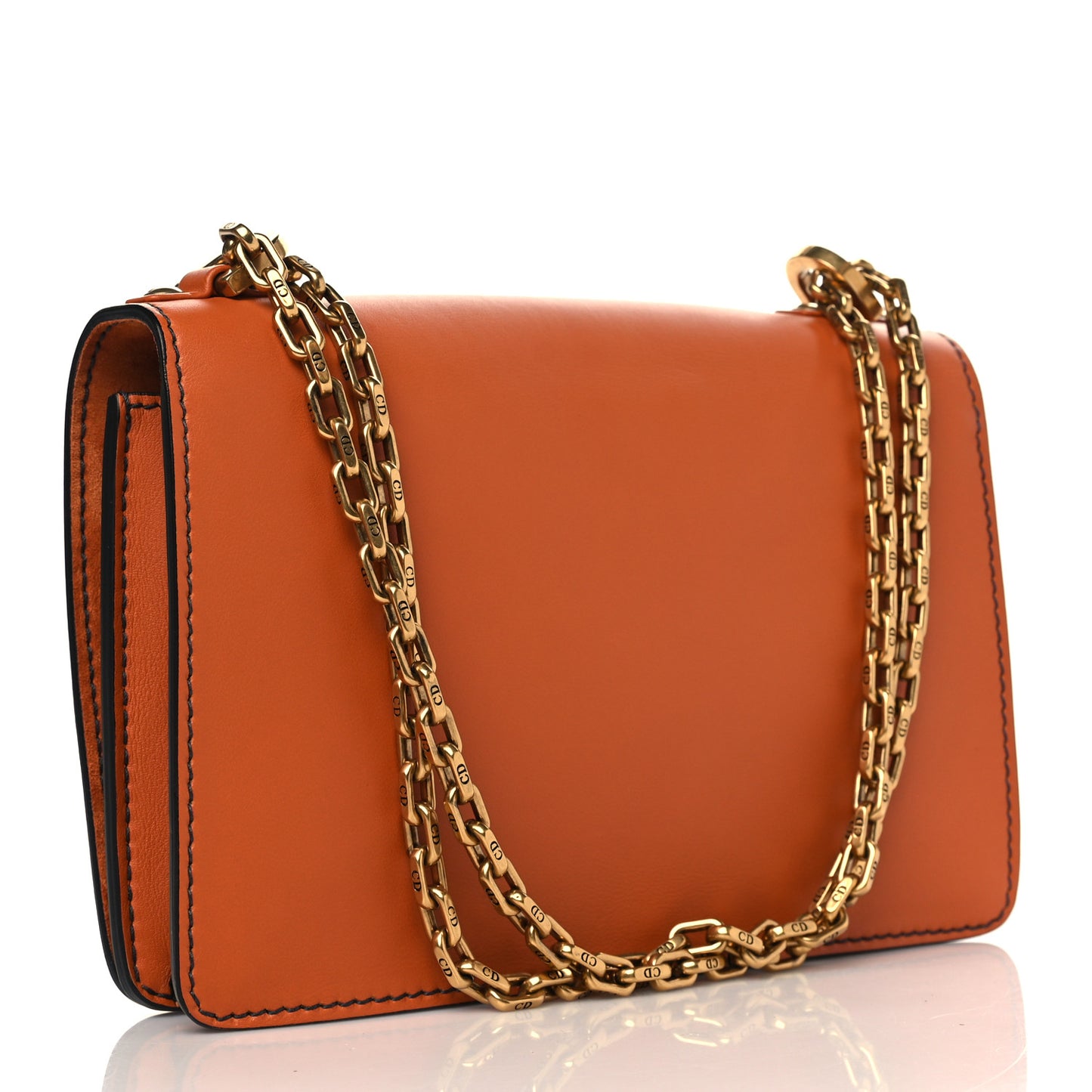 Calfskin J'Adior Chain Flap Bag Orange