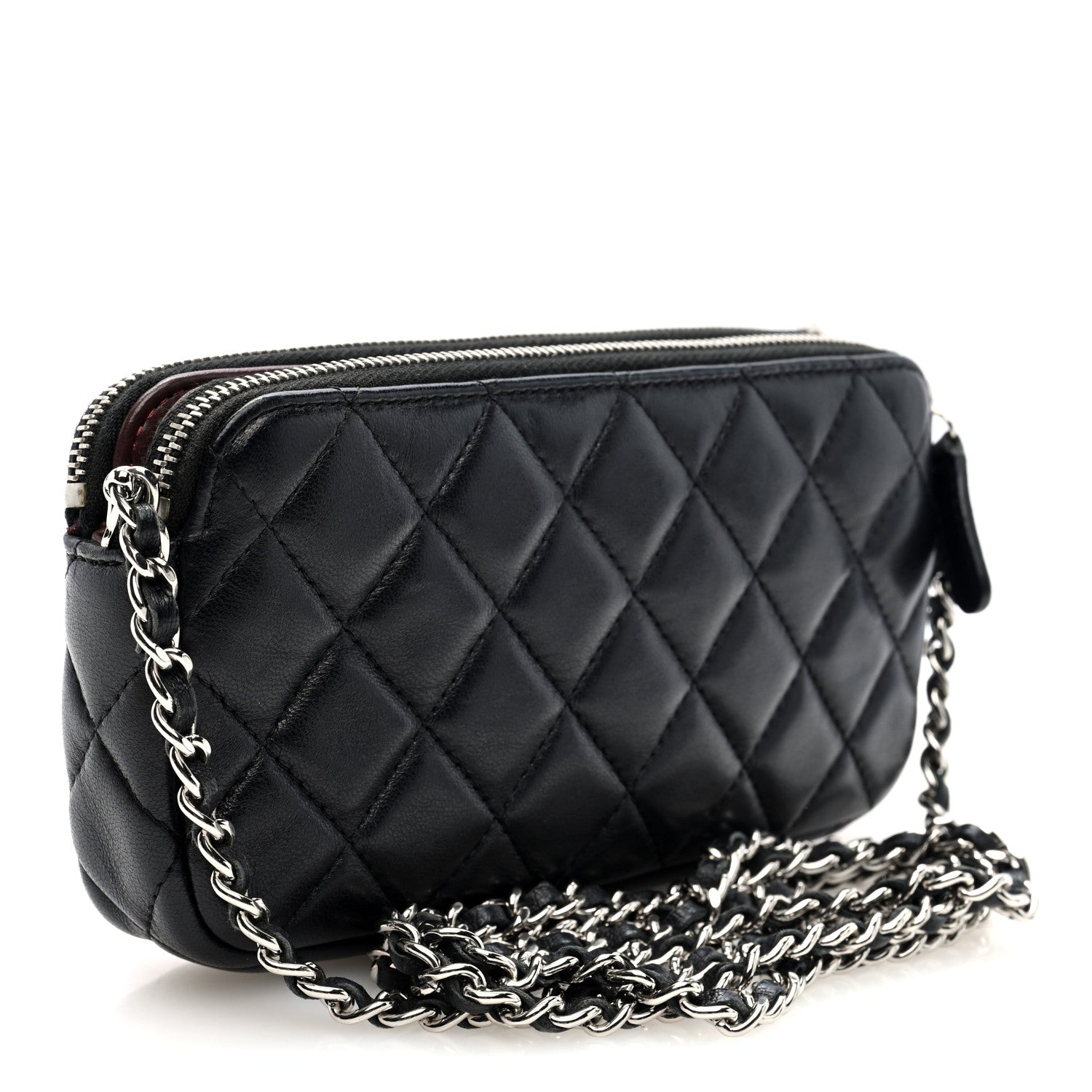 Chanel Lambskin Quilted Small Clutch With Chain Black 3 of 13