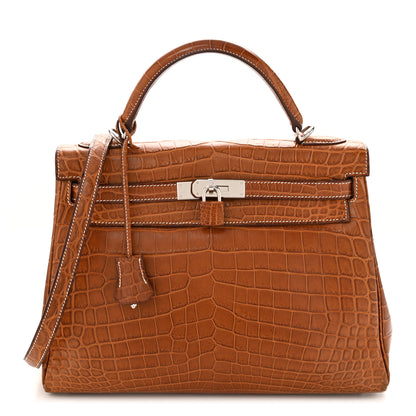 Hermes Matte Niloticus Crocodile Kelly Retourne 32 Fauve 1 of 14