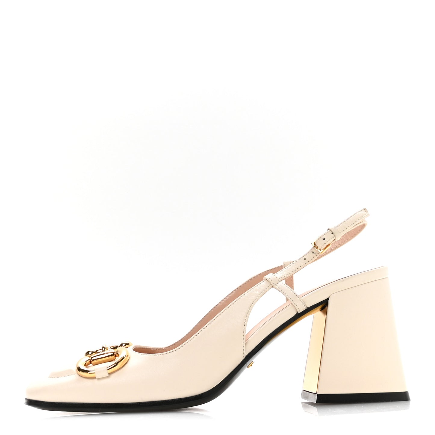 Malaga Kid Horsebit 75mm Slingback Pumps 36.5 Mystic White
