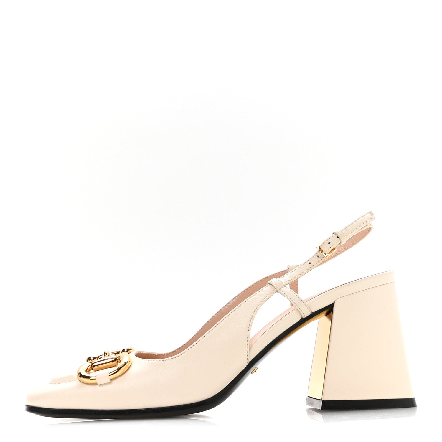 Gucci Malaga Kid Horsebit 75mm Slingback Pumps 36.5 Mystic White 1 of 7