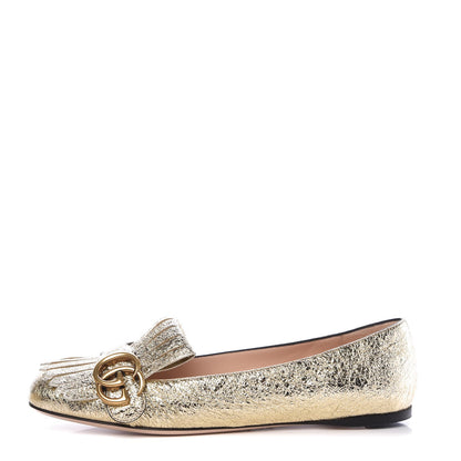 Gucci Galassia GG Marmont Fringe Flats 38 Platino 1 of 10