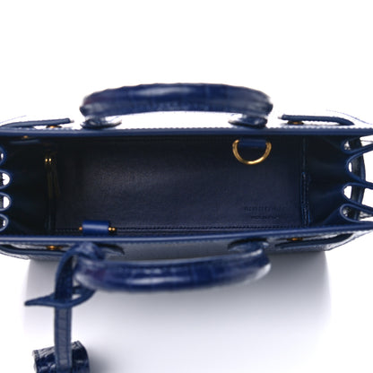 Saint Laurent Calfskin Crocodile Embossed Nano Sac De Jour Royal Blue 6 of 11