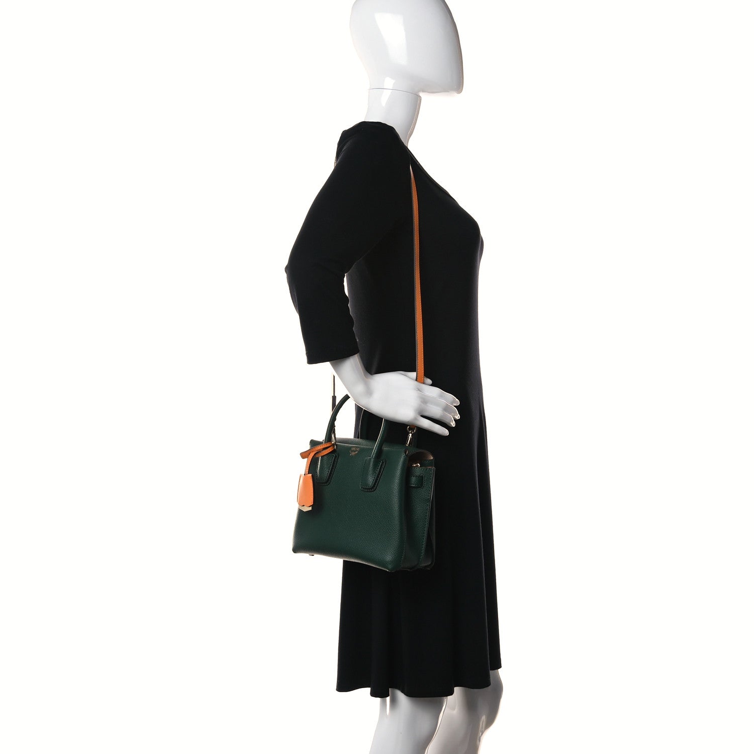 MCM Grained Calfskin Mini Milla Tote Green 2 of 10