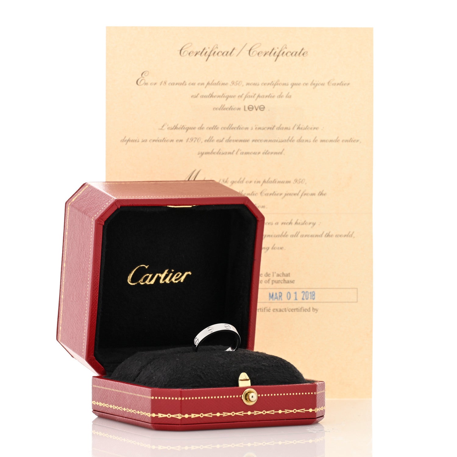 Cartier 18K White Gold 3.5mm LOVE Wedding Band Ring 53 6.5 5 of 5