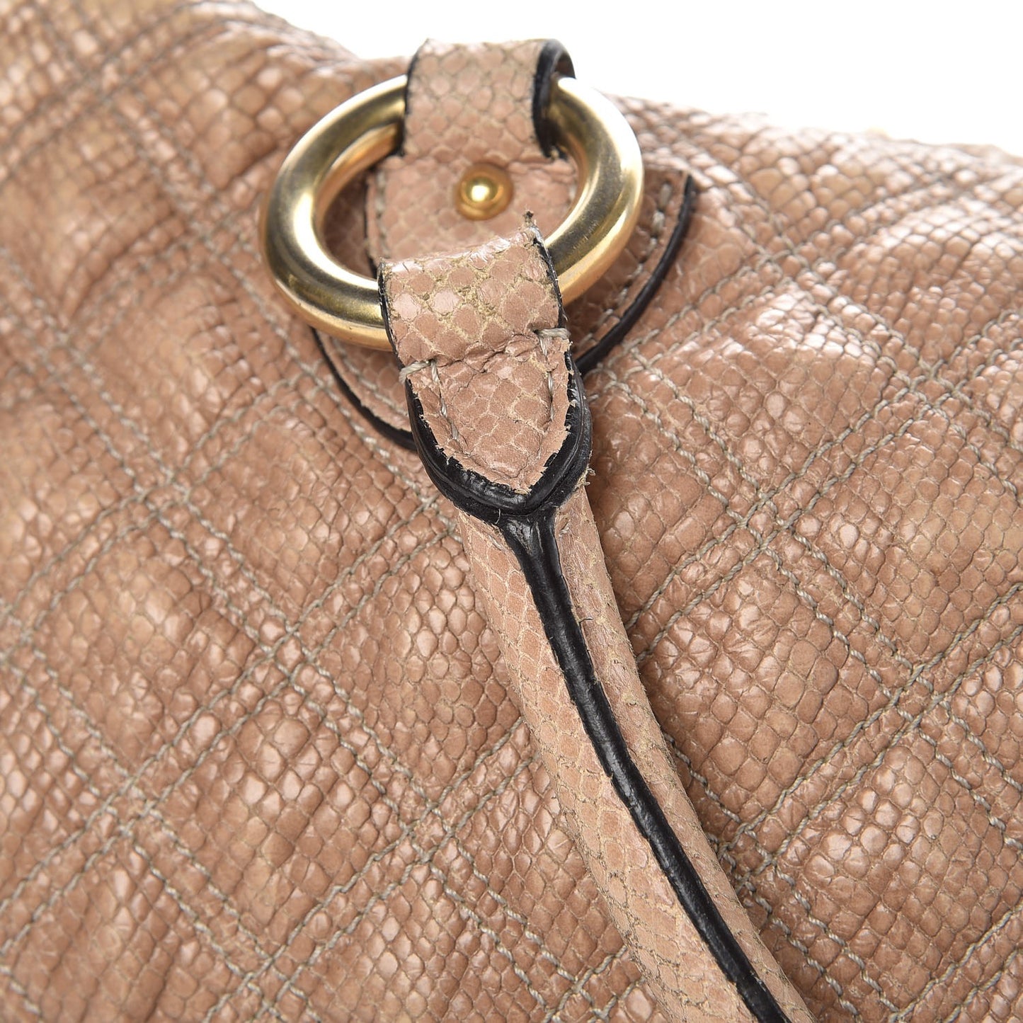 Python Effect Quilted Stardust Rio Satchel Beige