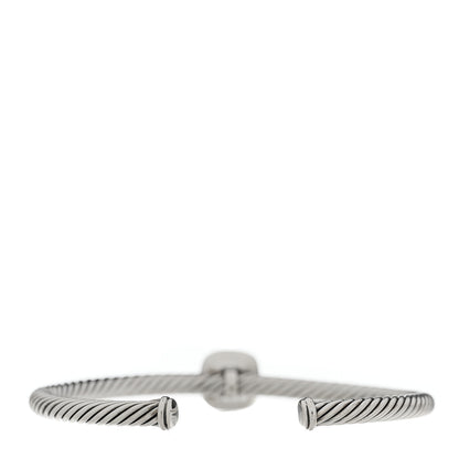 David Yurman Sterling Silver Diamond Blue Topaz 4mm Noblesse Cable Bracelet 2 of 3