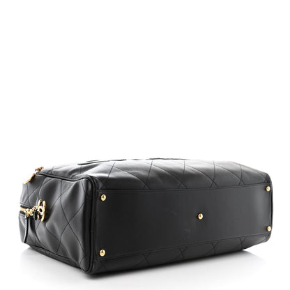 Chanel Calfskin Stitched Maxi Logo Bowling Bag Black 4 of 10