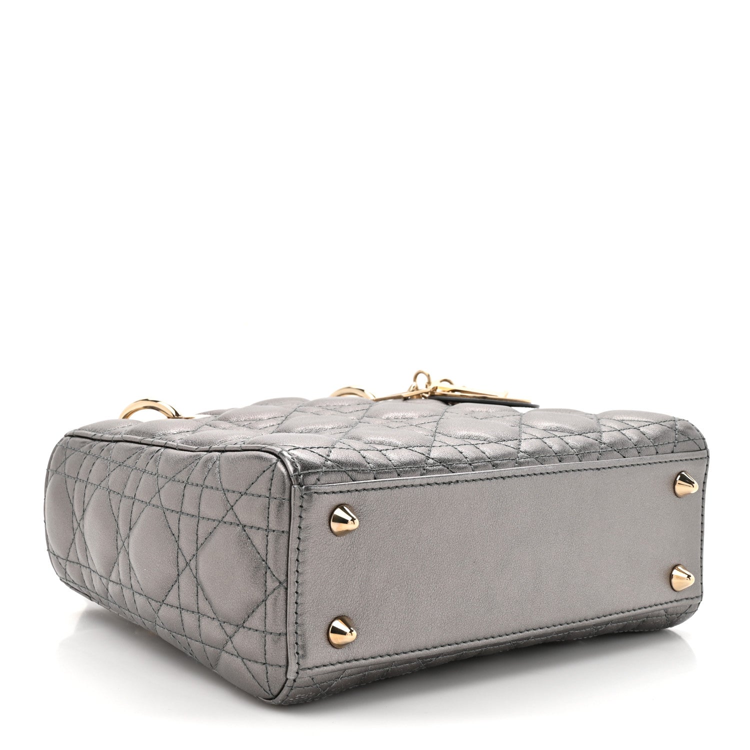 Christian Dior Metallic Lambskin Cannage Small My ABCDior Lady Dior Dark Silver 4 of 11
