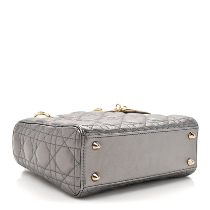 Christian Dior Metallic Lambskin Cannage Small My ABCDior Lady Dior Dark Silver 4 of 11
