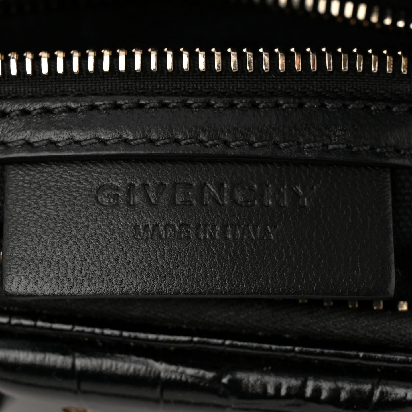 Calfskin Crocodile Embossed Mini Antigona Black