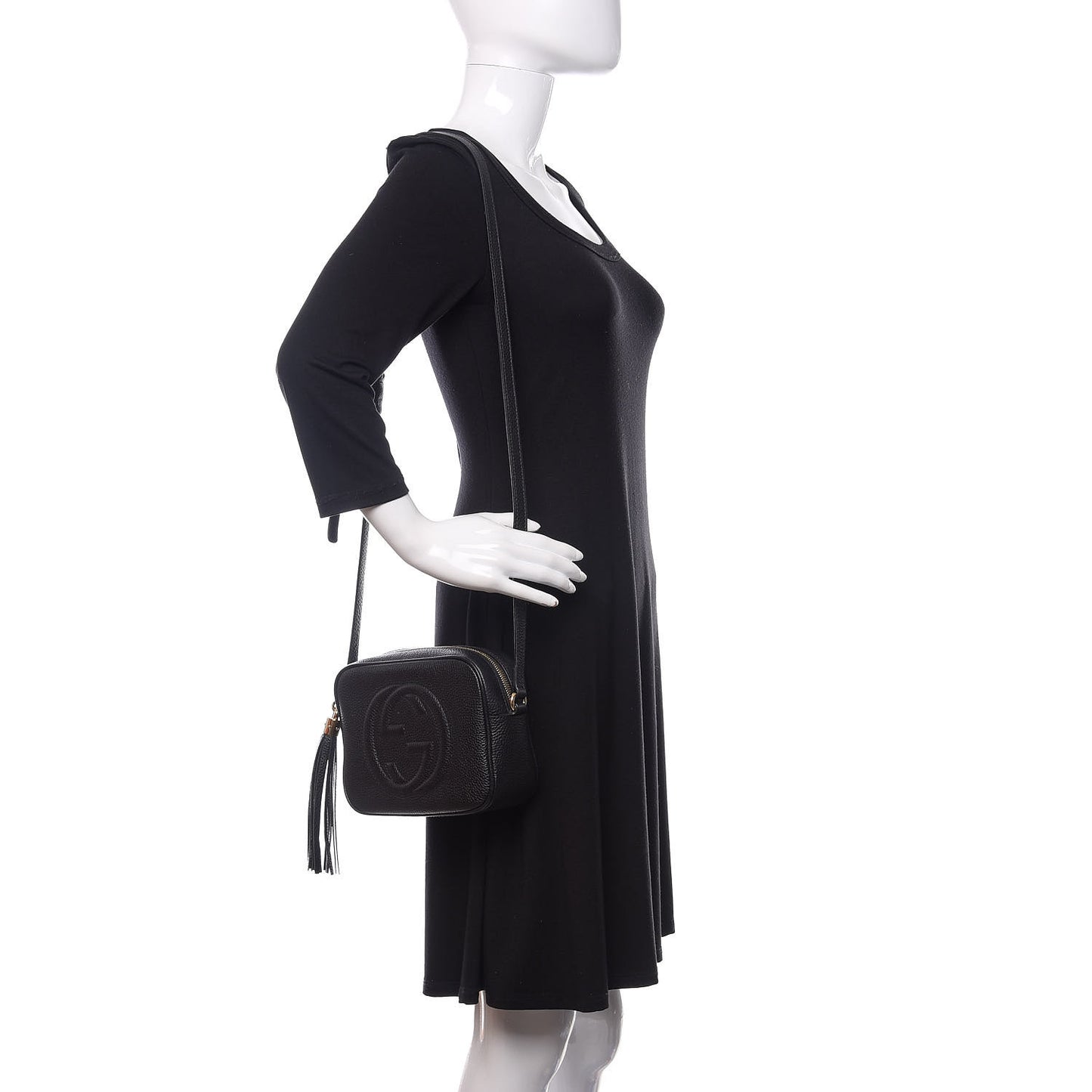 Pebbled Calfskin Small Soho Disco Bag Black