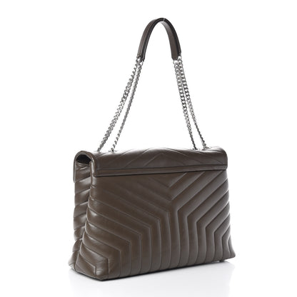 Saint Laurent Calfskin Y Quilted Monogram Large Loulou Chain Satchel Kaki Fonce 3 of 11