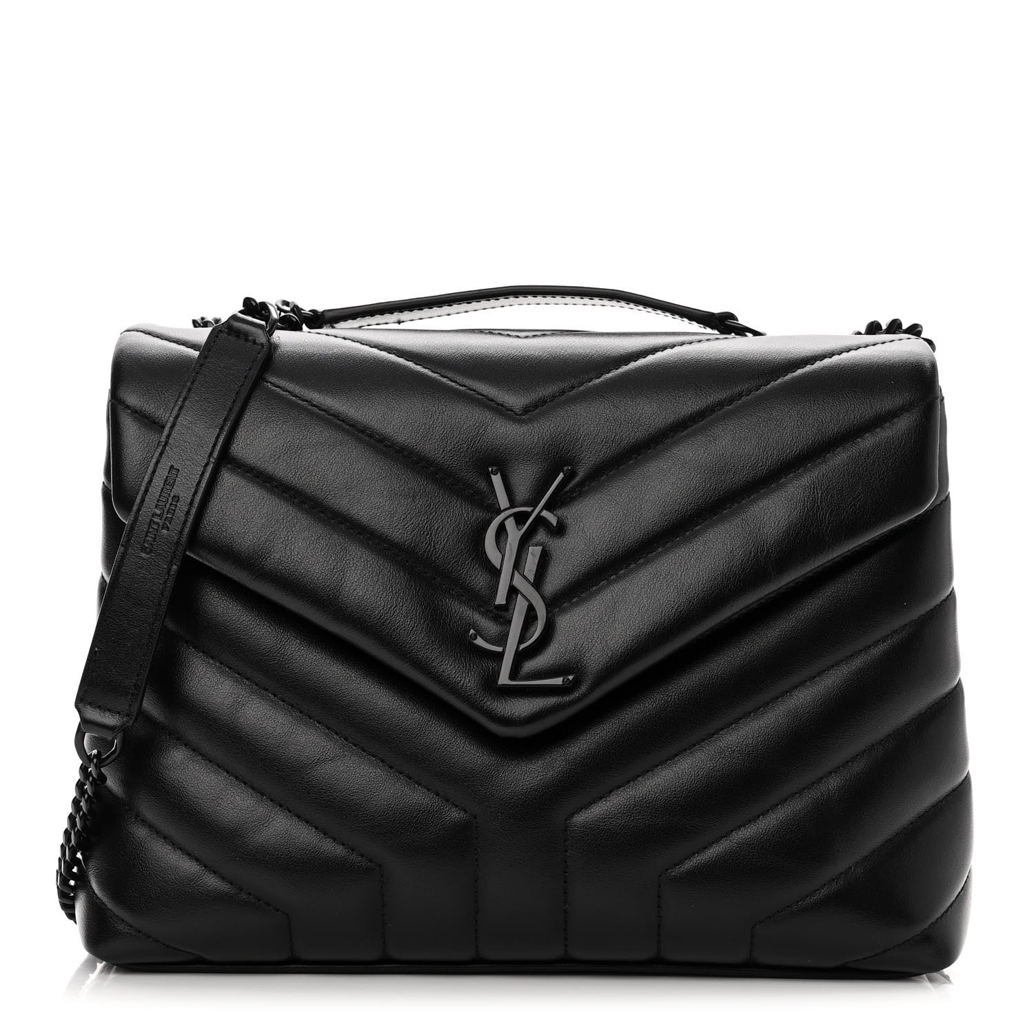 Saint Laurent Calfskin Y Quilted Monogram Monochrome Small Loulou Chain Satchel Black 1 of 11
