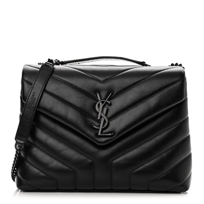 Saint Laurent Calfskin Y Quilted Monogram Monochrome Small Loulou Chain Satchel Black 1 of 11