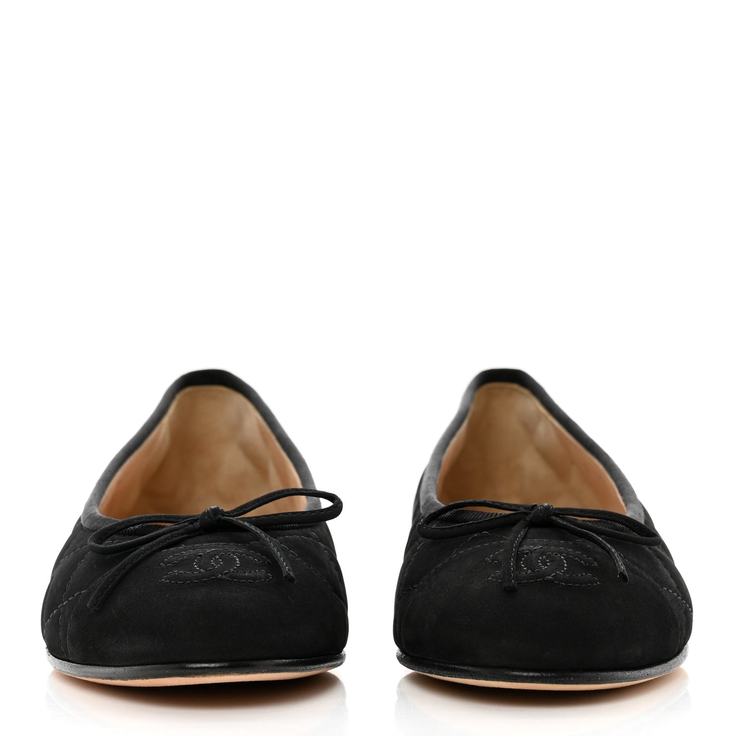 Suede Quilted Cap Toe CC Ballerina Flats 36 Black