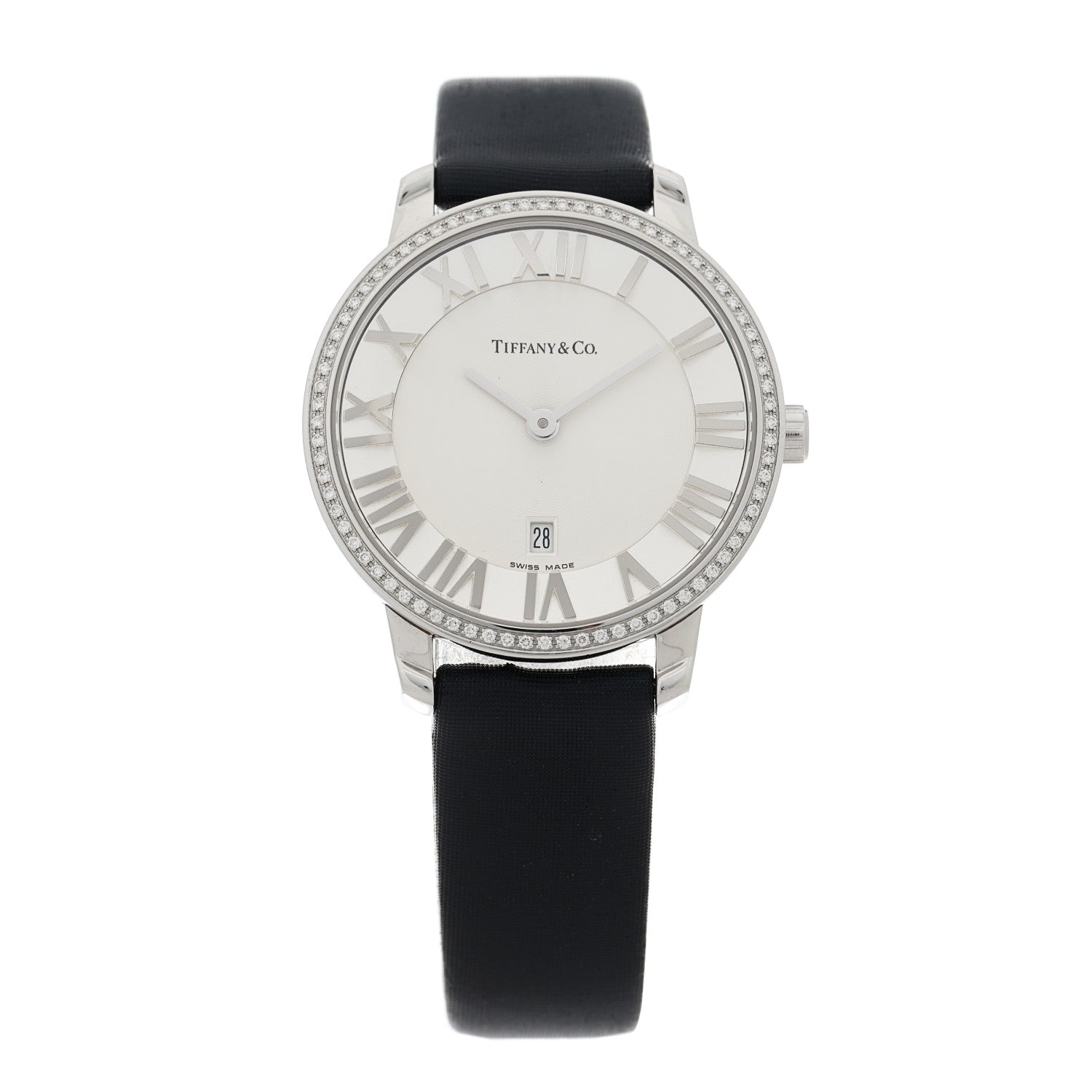 Tiffany Stainless Steel Satin Diamond Bezel 31mm Atlas 2-Hand Quartz Watch 1 of 4