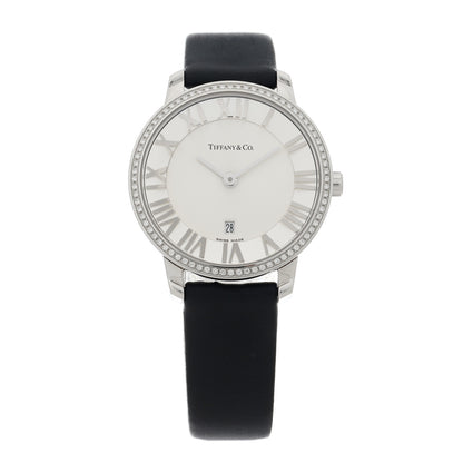 Tiffany Stainless Steel Satin Diamond Bezel 31mm Atlas 2-Hand Quartz Watch 1 of 4