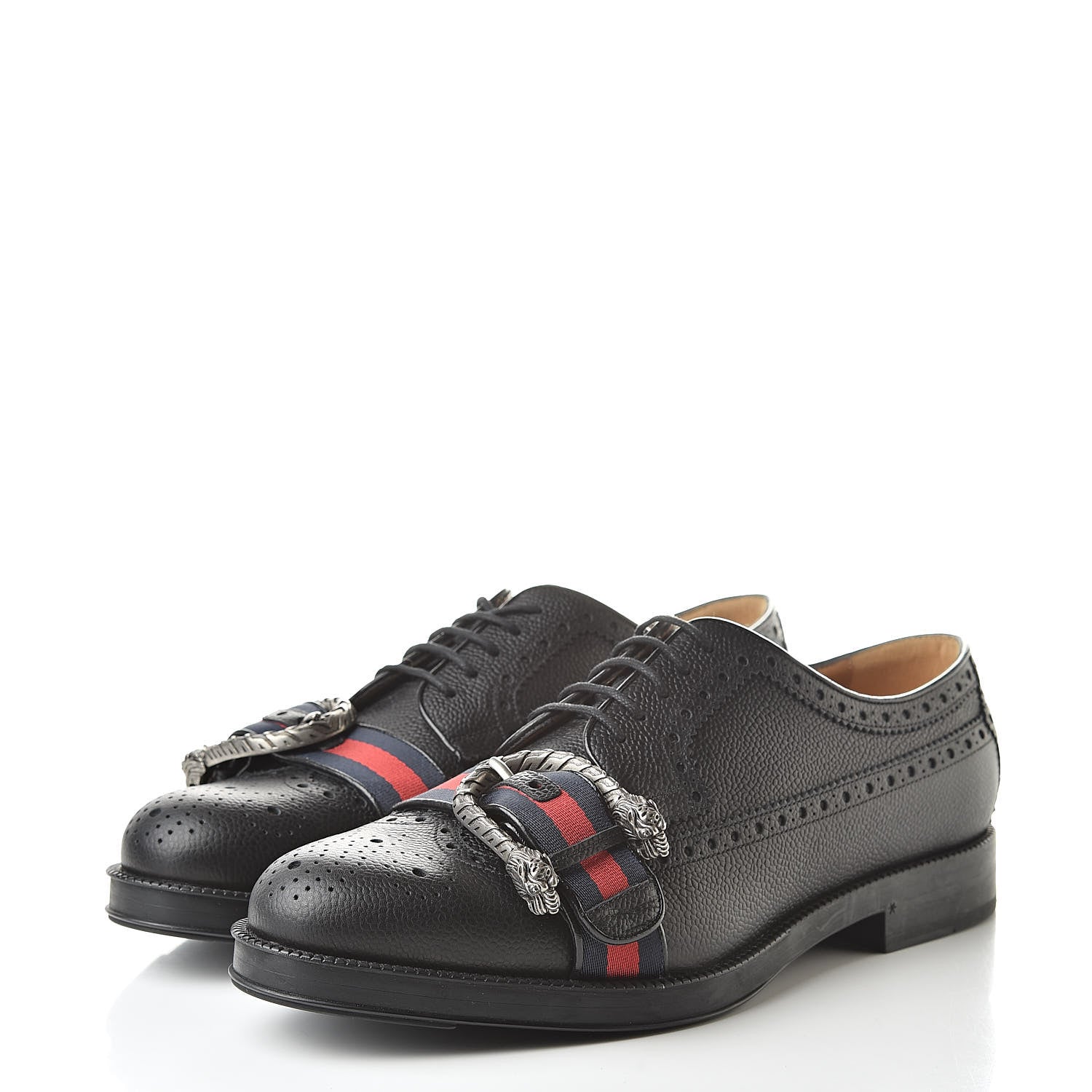 Gucci Pebbled Calfskin Dionysus Web Mens Martins Shoes 9.5 Black 3 of 10