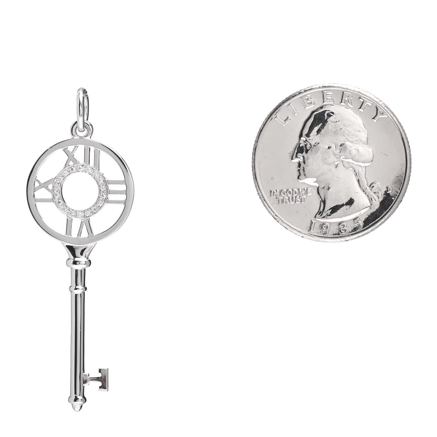 Tiffany 18K White Gold Diamond Atlas Key Pendant 2 of 3