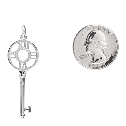 Tiffany 18K White Gold Diamond Atlas Key Pendant 2 of 3