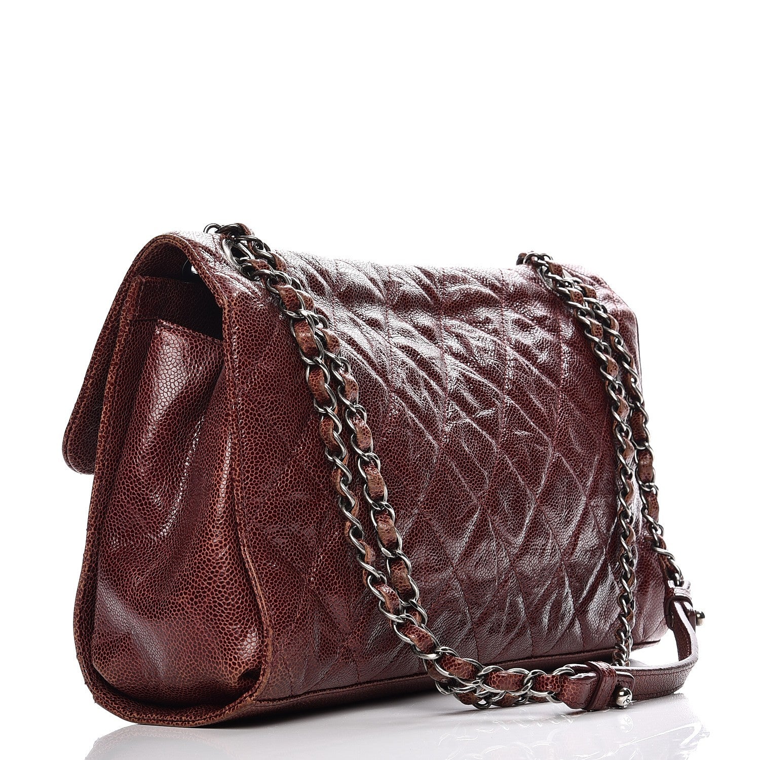 Chanel Crumpled Grained Calfskin Jumbo CC Crave Flap Burgundy 3 of 12