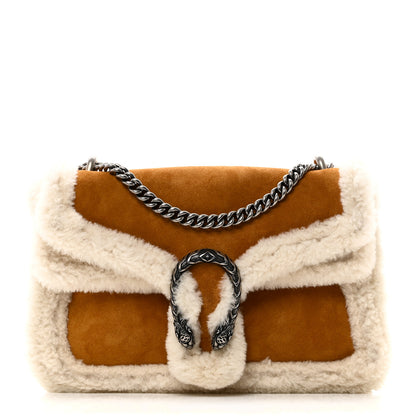 Gucci Suede Shearling Small Dionysus Bag Honey Beige Milk 1 of 10
