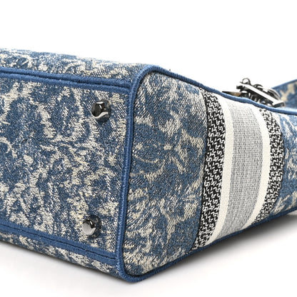 Christian Dior Canvas Embroidered Brocart Medium Lady D-Lite  Blue 9 of 9