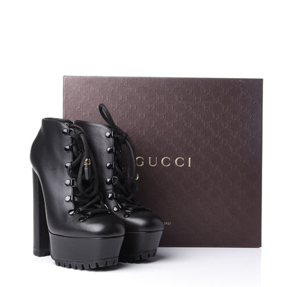 Gucci Calfskin Combat Platform Ankle Boots 38.5 Black 11 of 11