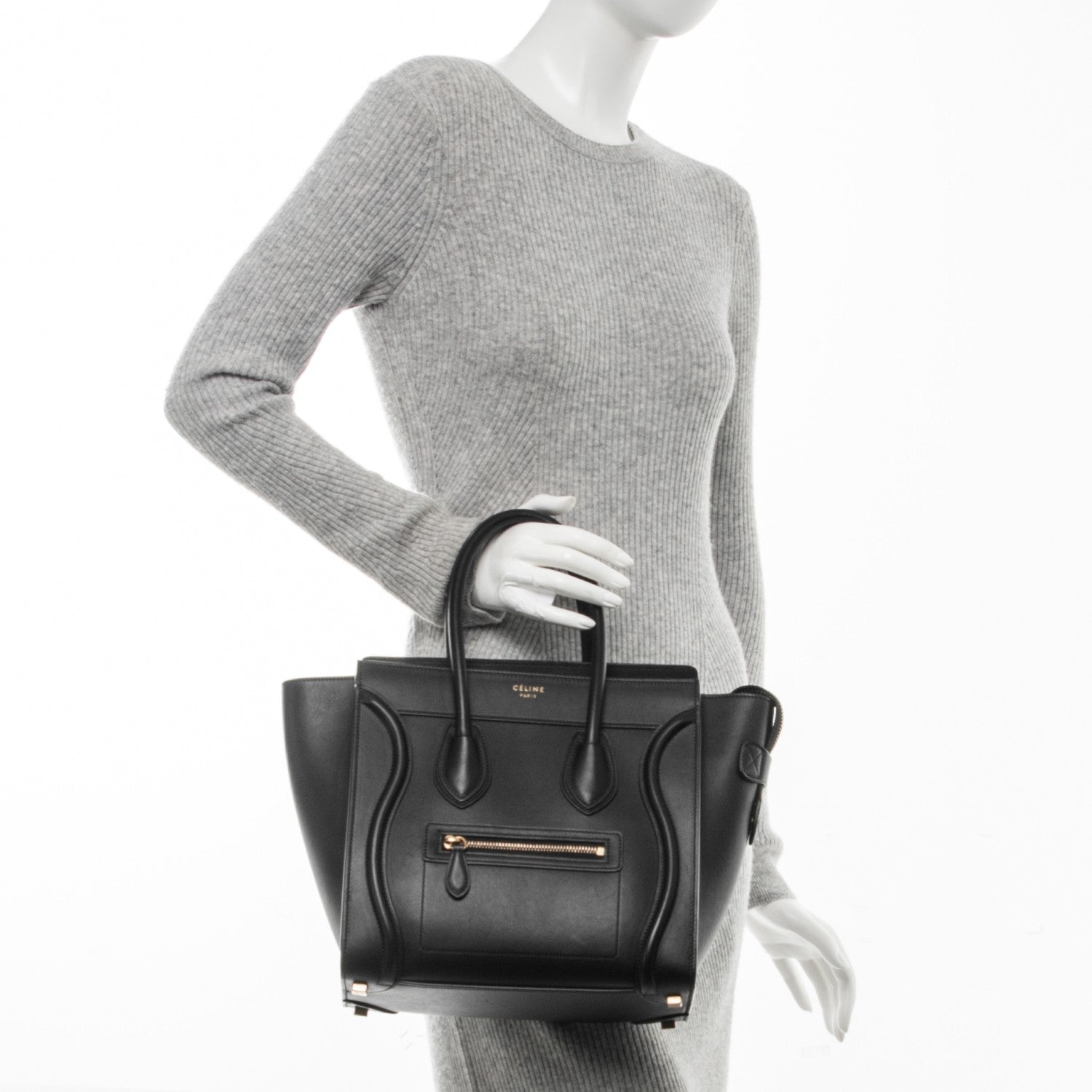 Celine Smooth Calfskin Micro Luggage Black 2 of 7