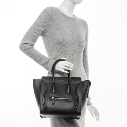 Celine Smooth Calfskin Micro Luggage Black 2 of 7