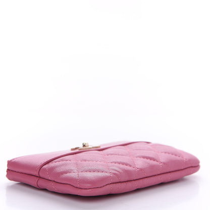 Chanel Sheepskin Quilted Small Vintage Mademoiselle Cosmetic Case Dark Pink 4 of 11