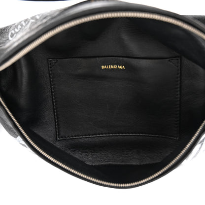 Balenciaga Agneau Arena Graffiti All Over XS Souvenir Belt Bag Black White 5 of 9