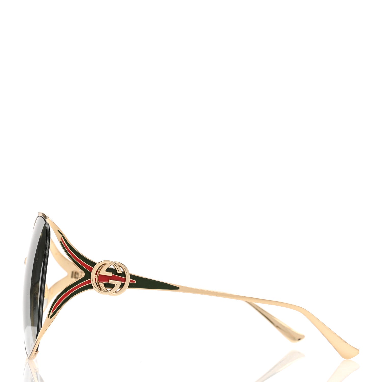 Gucci Metal Oversized Round Frame GG0225S Sunglasses Gold 3 of 8