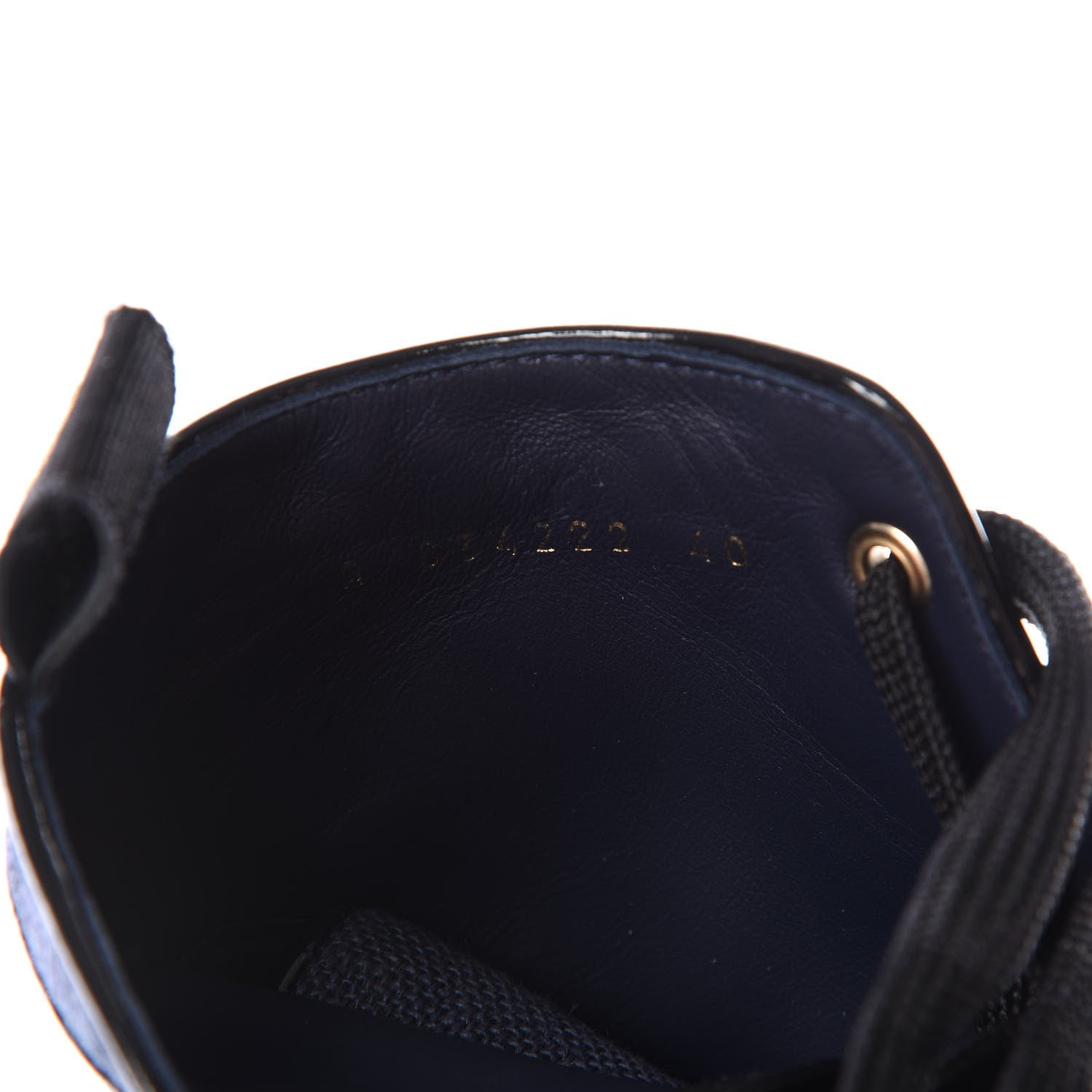 Chanel Fabric Lambskin Lace Up Cap Toe Sneakers 40 Navy Black 9 of 9