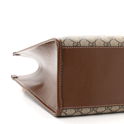 Gucci GG Supreme Monogram Azalea Calfskin Small Retro Interlocking G Tote Bag Beige Ebony Brown Sugar 9 of 10