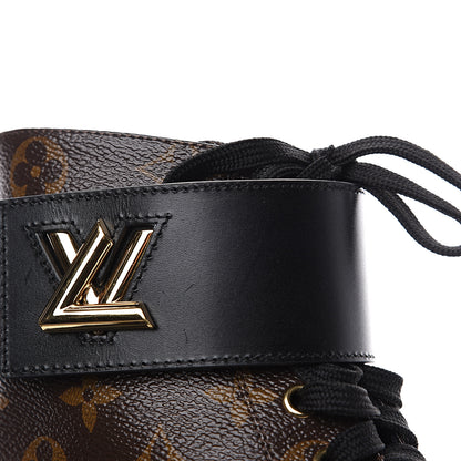 Louis Vuitton Calfskin Monogram Wonderland Flat Ranger Boots 37.5 Black 8 of 10