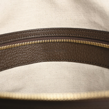 Gucci Monogram Jumbo GG Textured Dollar Calfskin Web Medium Duffle Bag Camel Ebony 6 of 9