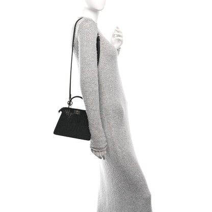 Fendi Crystal Shiny Nappa FF Petite Peekaboo I SEE U Satchel Black 2 of 11