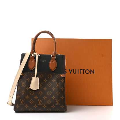 Louis Vuitton Calfskin Monogram Fold Tote MM Black Wine Cream 10 of 10