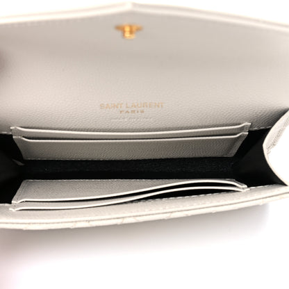 Saint Laurent Grain De Poudre Textured Mixed Matelasse Triquilt Small Monogram Envelope Wallet Blanc Vintage 4 of 10
