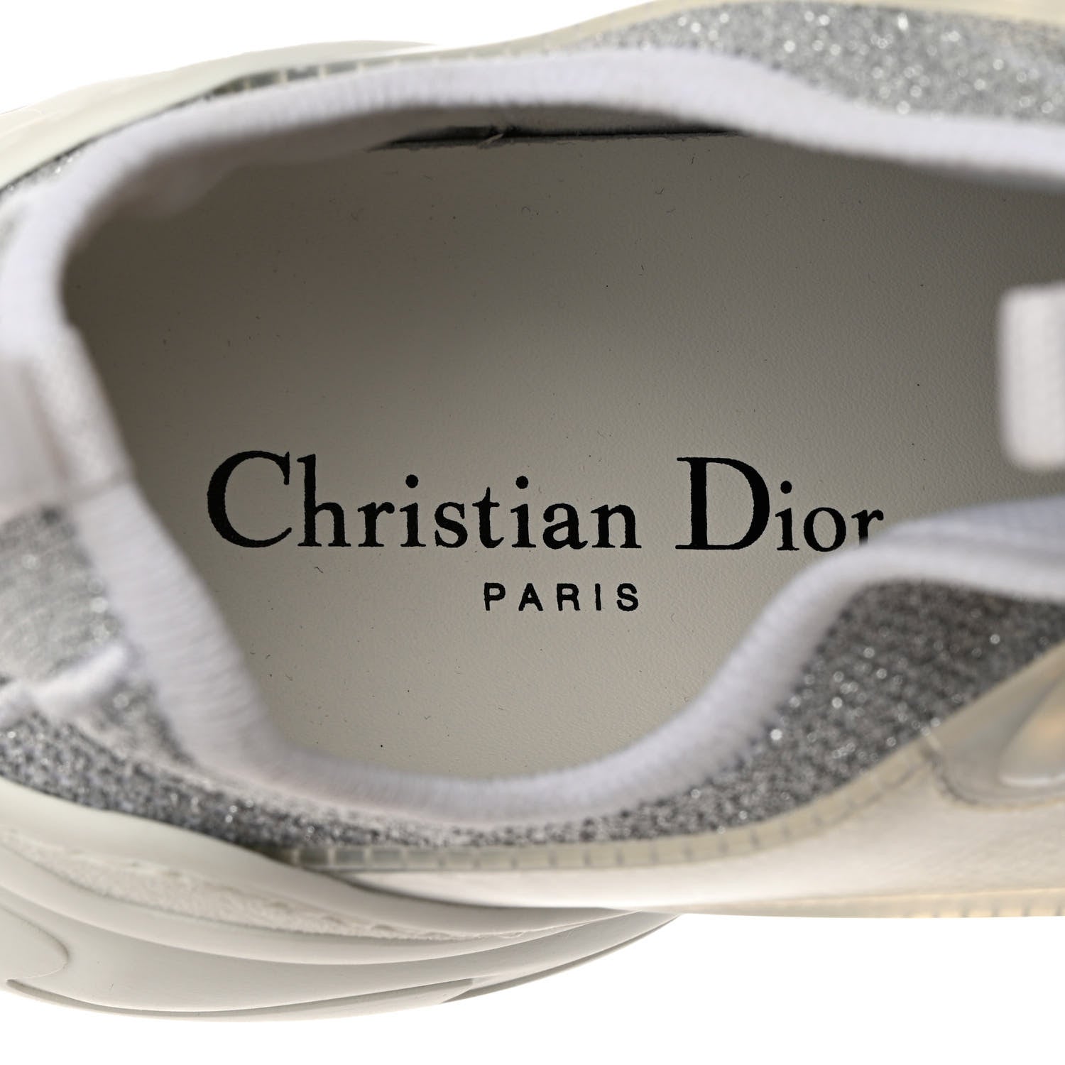 Christian Dior Laminated Knit D-Connect Sneakers 37 Silver 1164255