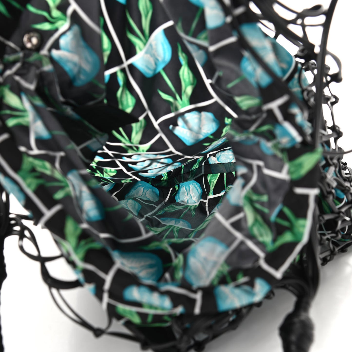 Tessuto Nylon Floral Print Net Tote Black Multicolor