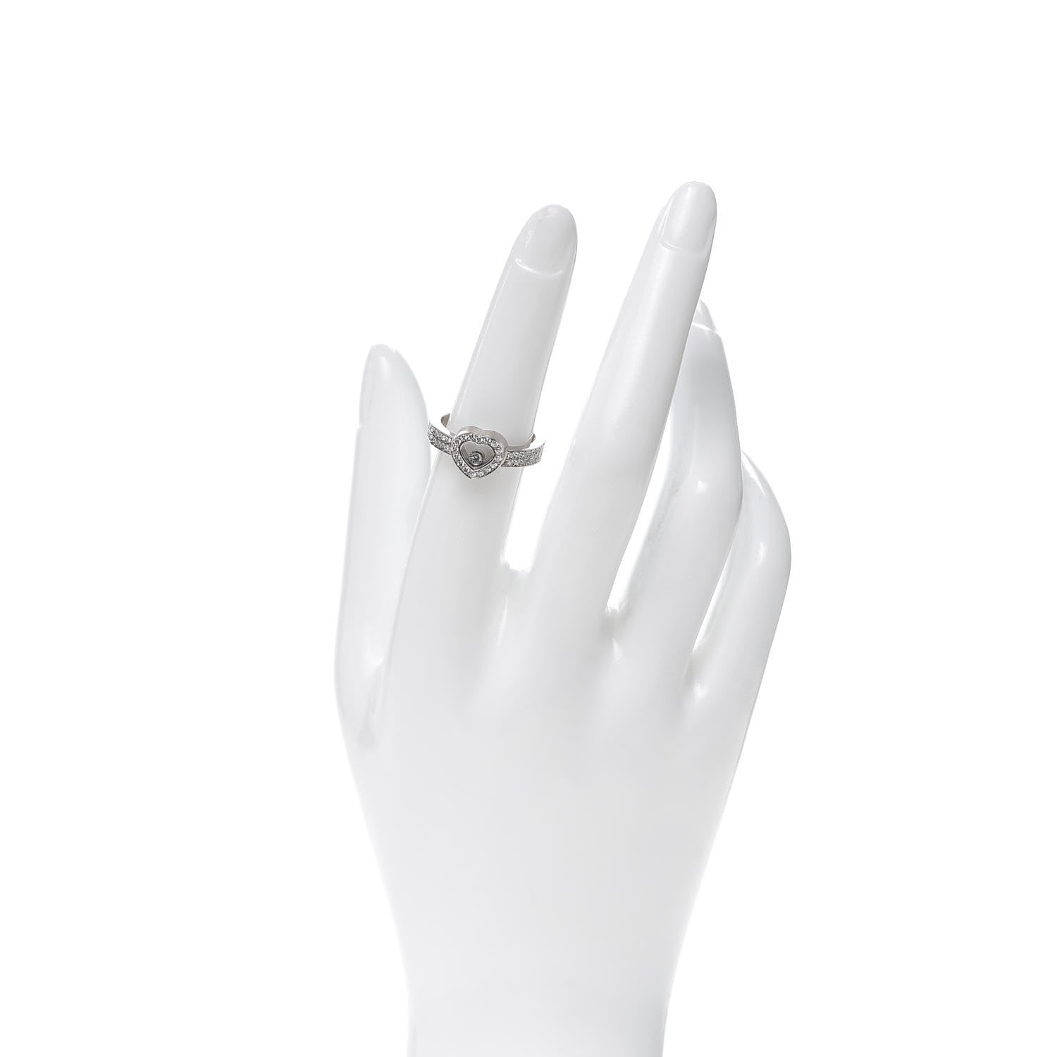 Chopard 18K White Gold Diamond Happy Heart Ring 53 6.25 2 of 4